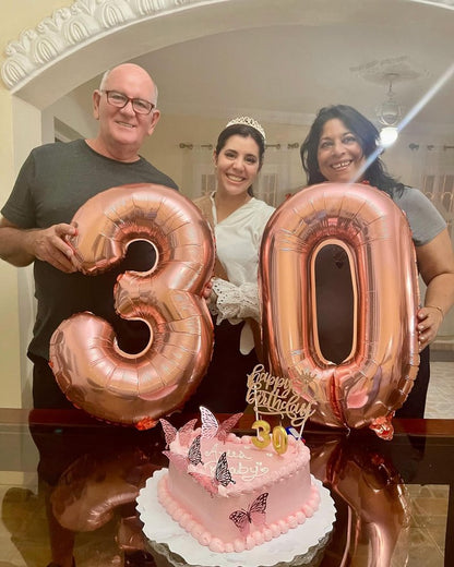 Rose Gold Number 30 Balloon 40 inch, 30 Number Balloons, 30th Birthday Decorations, 30 Year Old Women Men Rose Gold Party Supplies
