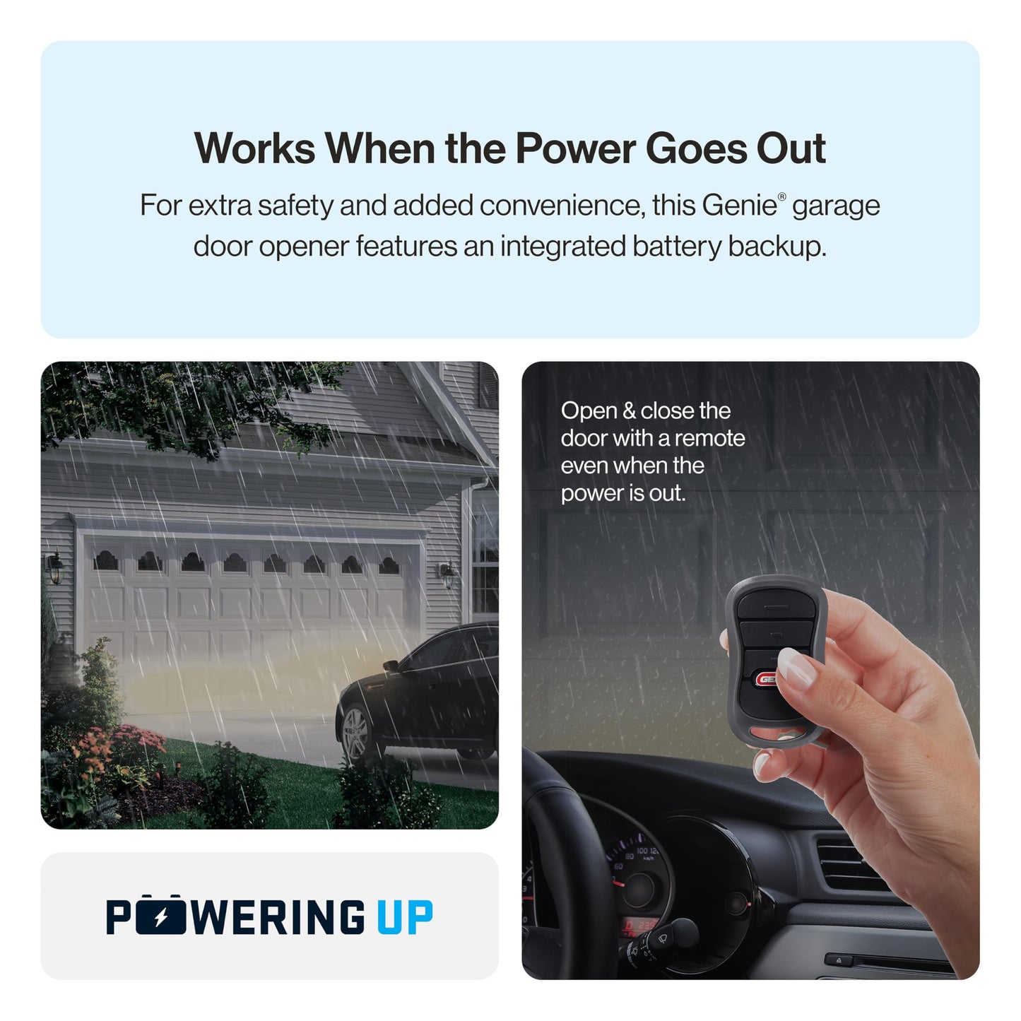 Genie 6072H-B Wall Mount Garage Door Opener with Battery Backup, Wall Mounted & Space Saving