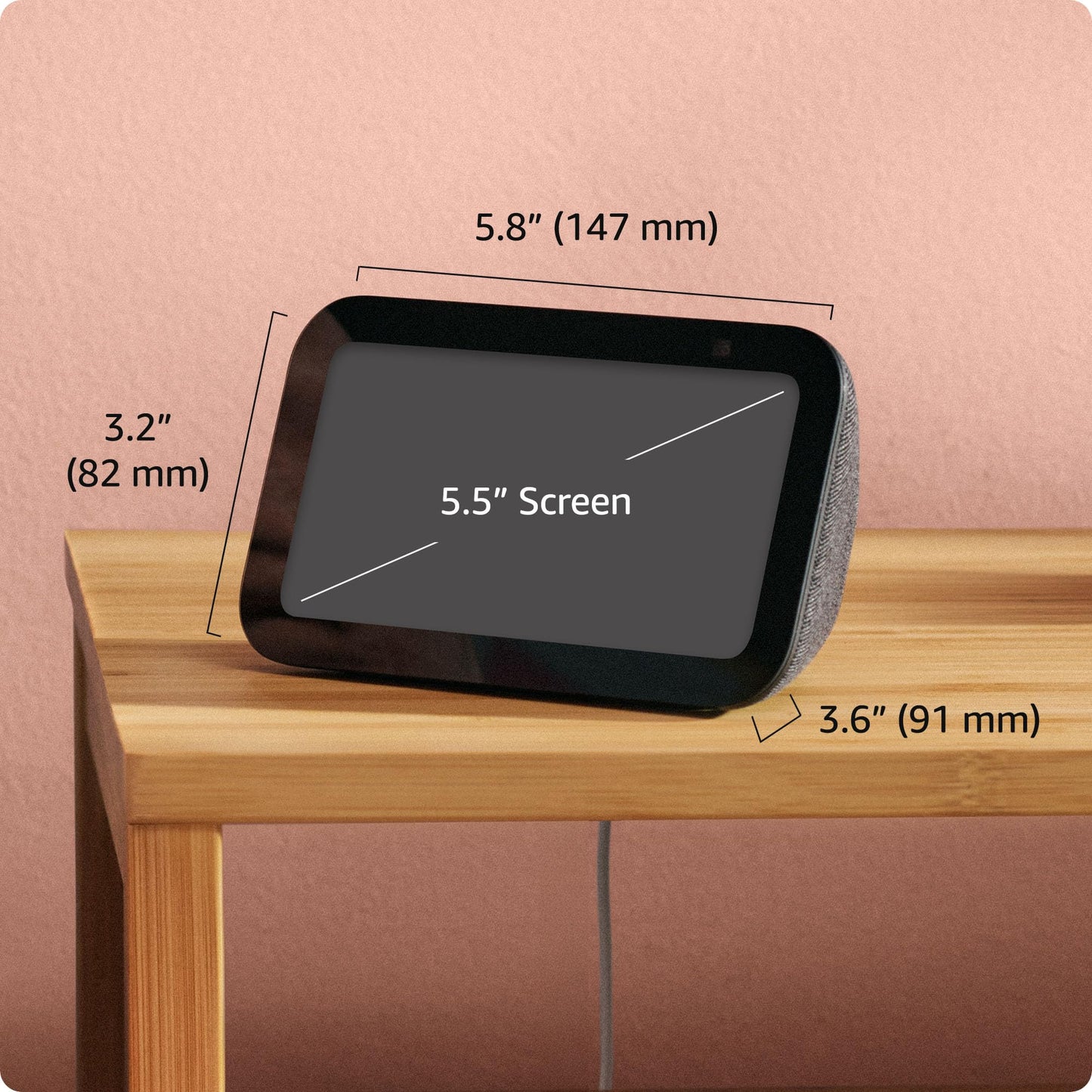 Amazon Echo Show 5 (newest model), Smart display with 2x the bass and clearer sound, Cloud Blue