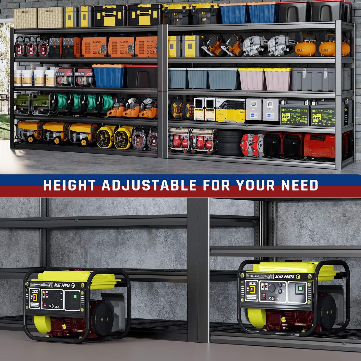 PMKES 67" W Garage Shelving Heavy Duty, 67" W x 24" D x 84" H, Adjustable 5 Tier Metal Shelves, Commercial Metal Shelf Rack, Industrial Shelving
