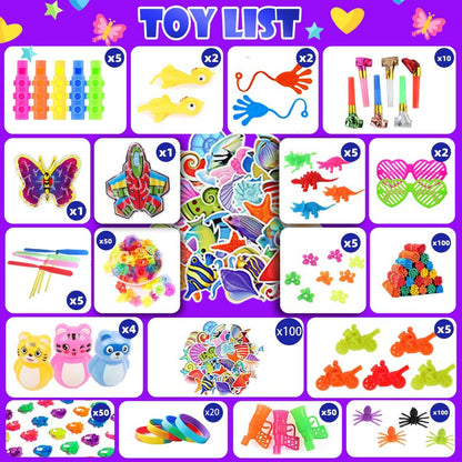 1000Pcs Fidget Toys Pack, Bulk Party Favors for Kids, Stocking Stuffers, Treasure Box Chest, Birthday Party, Classroom Carnival Prizes, Pinata Stuffers, Goodie Bag Stuffers, Stress Relief, Sensory Toy