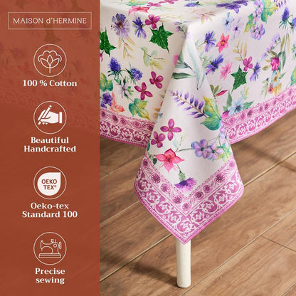 Maison d' Hermine Table Cloth Square Table 100% Cotton 54 x 54 Inches Tablecloth Reusable Decorative for Dining Kitchen Room Farmhouse Home Gifts for Mothers Day Spring Summer - Chardon