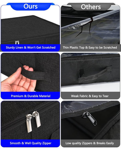 Under Bed Storage with Wheels Lid, Metal Bottom Support Under the Bed Storage Containers, Tall 8.7inch 50L Large Underbed Storage Drawer Organizer Bins for Clothes Blanket Toys 2 Pack
