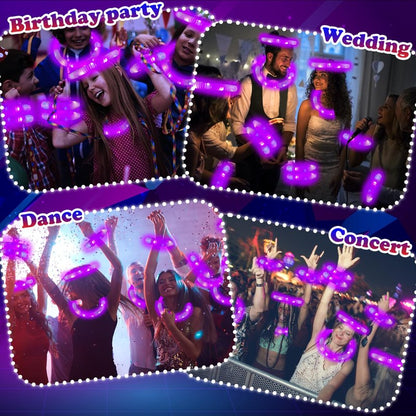 Purple Glow Sticks Pop Tubes,12-24PCS Light Up Necklaces & Bracelets,Mardi Gras Party Favors Accessories Decorations,Glow Birthday Wedding Carnival Valentines Day Party Supplies for Kids & Adults