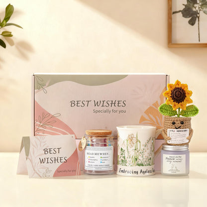 RainVibe Christian Birthday Gift Set for Women - Ceramic Mug, Bible Verse Jar, Scented Candle, Sunflower & Greeting Card - Religious Birthday Gifts for Mom, Friends, Sisters