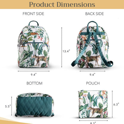 Maison d' Hermine Backpack for Women Men Cotton Shoulder Multipurpose Rucksack with Small Pouch Lightweight Multi Pocket Bag for Travel Work Beach Perfect for Mothers Day Gifts - Wild