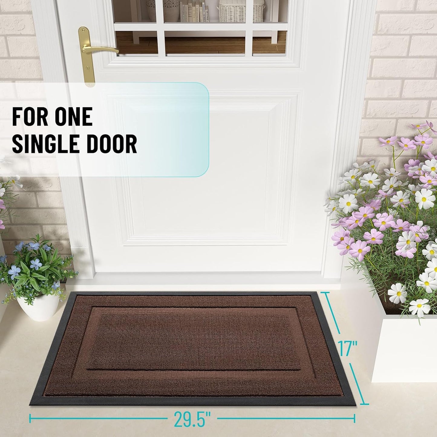 OLANLY Waterproof All-Season Front Door Mat - Sturdy Natural Rubber | Easy Clean, 47x23, Chocolate Brown