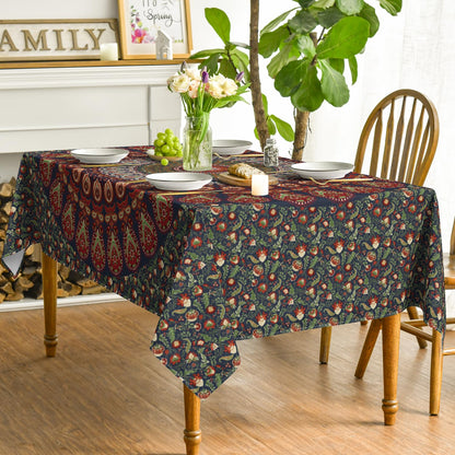 Horaldaily Rectangular Tablecloth 60x140 Inch, Boho Bohemian Psychedelic PeacockMandala Washable Seasonal Table Cover for Party Picnic Dinner Decor