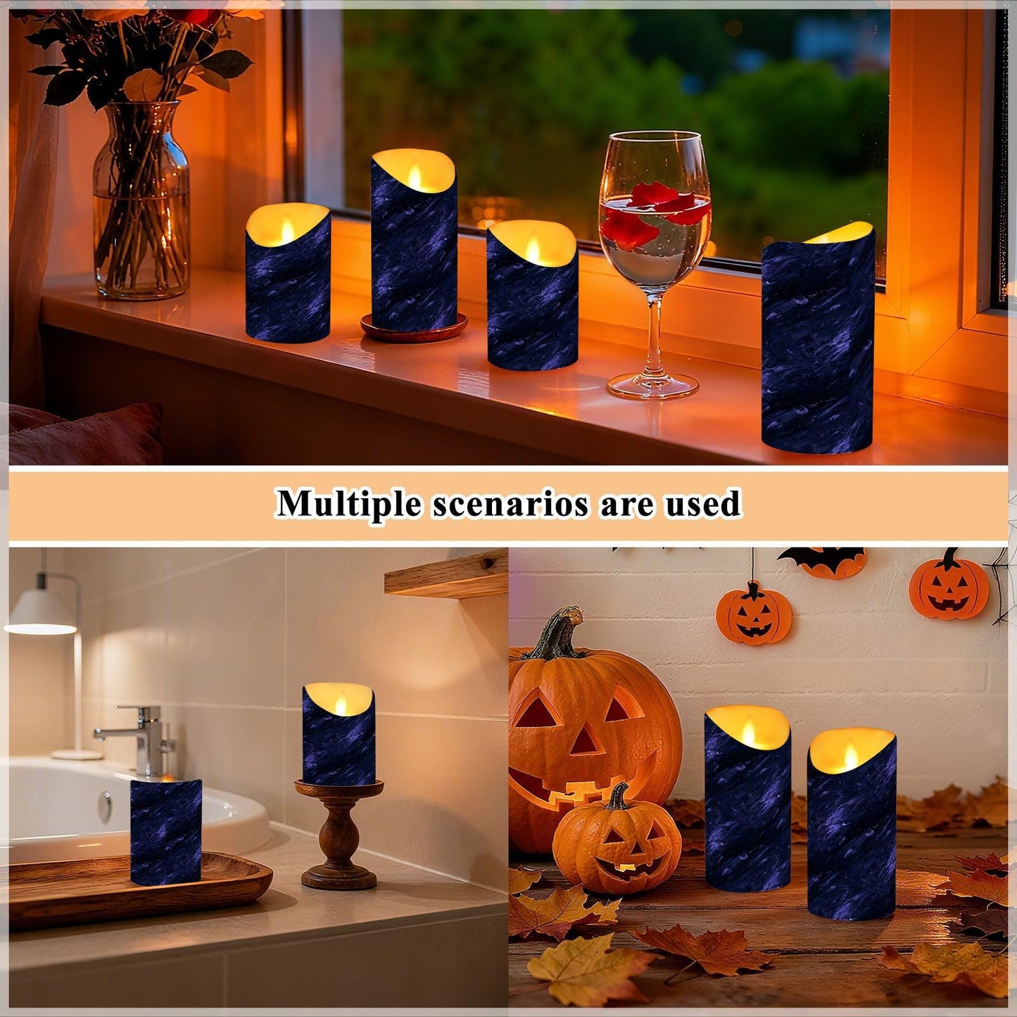 Gravopti Abstract Texture 2 Pack Flameless LED Pillar Candles with Remote & Timer, Battery Operated, Flickering Wax Candle for Wedding, Romantic Home & Party Decor