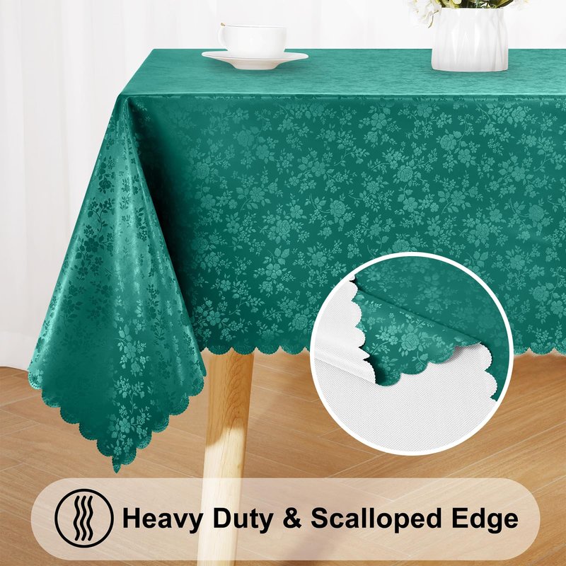 Smiry Rectangle Table Cloth, Waterproof Heavy Duty Vinyl Tablecloths, Wipeable Washable Table Cover for Kitchen and Dining Room (Christmas Green, 60" X 120")