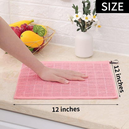 Homaxy 100% Cotton Terry Kitchen Dish Cloths, Ultra Soft and Absorbent Dish Towels for Kitchen, Suitable for Drying and Washing Dishes, 18 Pack, 12 x 12 Inches, Pink
