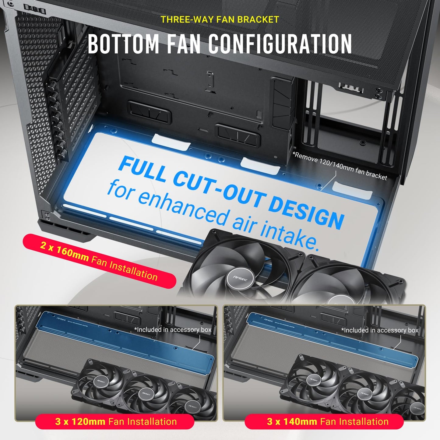 Antec C8 ARGB, 2X TQR 160mm & 1x TQ 140mm ARGB PWM Fans Included,Dual-Chamber Layout, Type-C, 360mm Radiator Support, Seamless TG Front & Side Panels, RTX 40 Compatible, Full-Tower E-ATX PC Case
