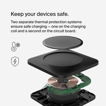 Belkin BoostCharge Pro 15W Universal Easy Align Wireless Charging Pad, Fast Qi Charger, Large Charging Pad for Apple iPhone, Samsung Galaxy, Apple AirPods Pro, and Other Devices - Black