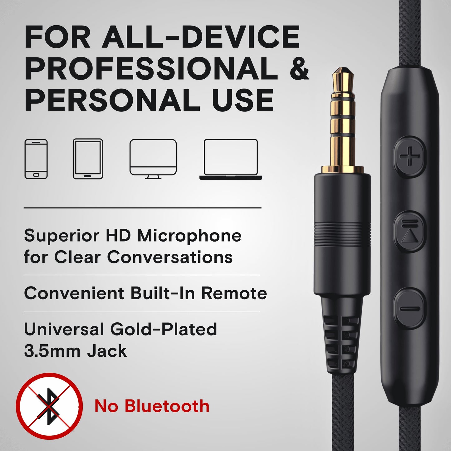 ARTIX CL750 Wired Headphones with Mic & Volume Control — Noise Isolating On-Ear Headphones for Computer and Laptop Wired, Plug in Corded Headphone Over Ear with Wire (Foldable, Aux Jack 3.5mm)