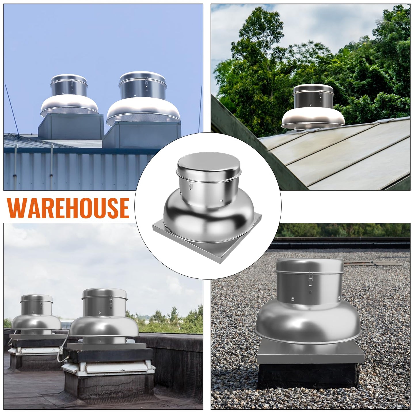 SierraSquad 2400 CFM Upblast Roof Exhaust Fan, Direct Drive Commercial Ventilation Fan with 25" Base for Restaurant, Warehouse, and Industrial Use