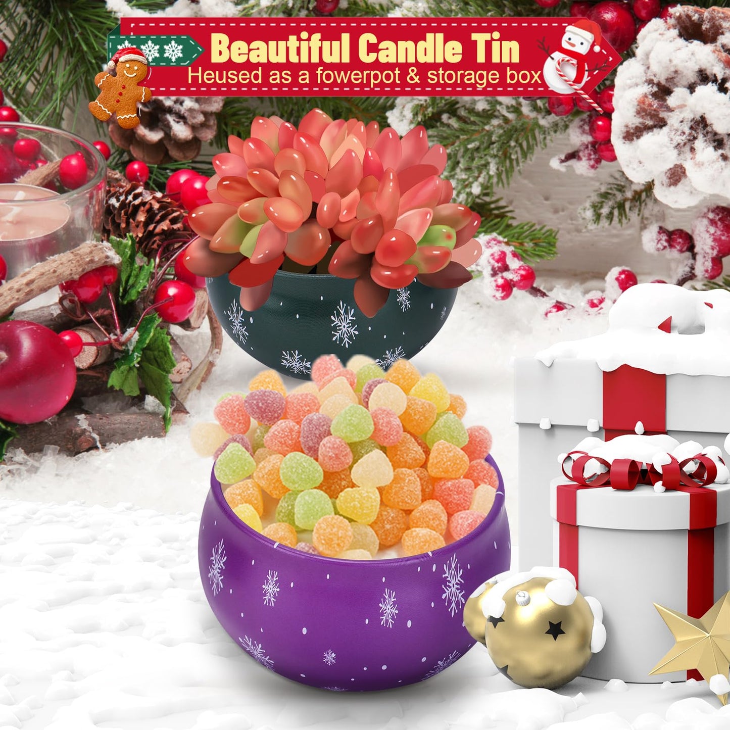 Christmas Candles Gift Set for Women, 3.5 oz Soy Scented Candles for Home Aromatherapy, 6 Pack