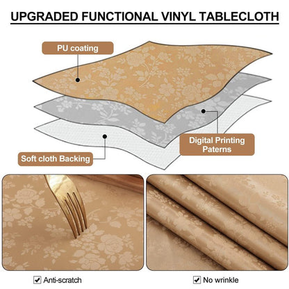 Smiry Rectangle Table Cloth, Waterproof Heavy Duty Vinyl Tablecloths, Wipeable Washable Table Cover for Kitchen and Dining Room (Brown, 60" X 140")