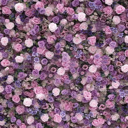 Handmade Purple Roses Wall Large Artificial Flower Wall Backdrop Panels,Rose Wedding Backdrop 5D Floral Wall Fabric Flower Wall For Party Baby Shower Bridal Wedding Background,3m*3m/10*10FT