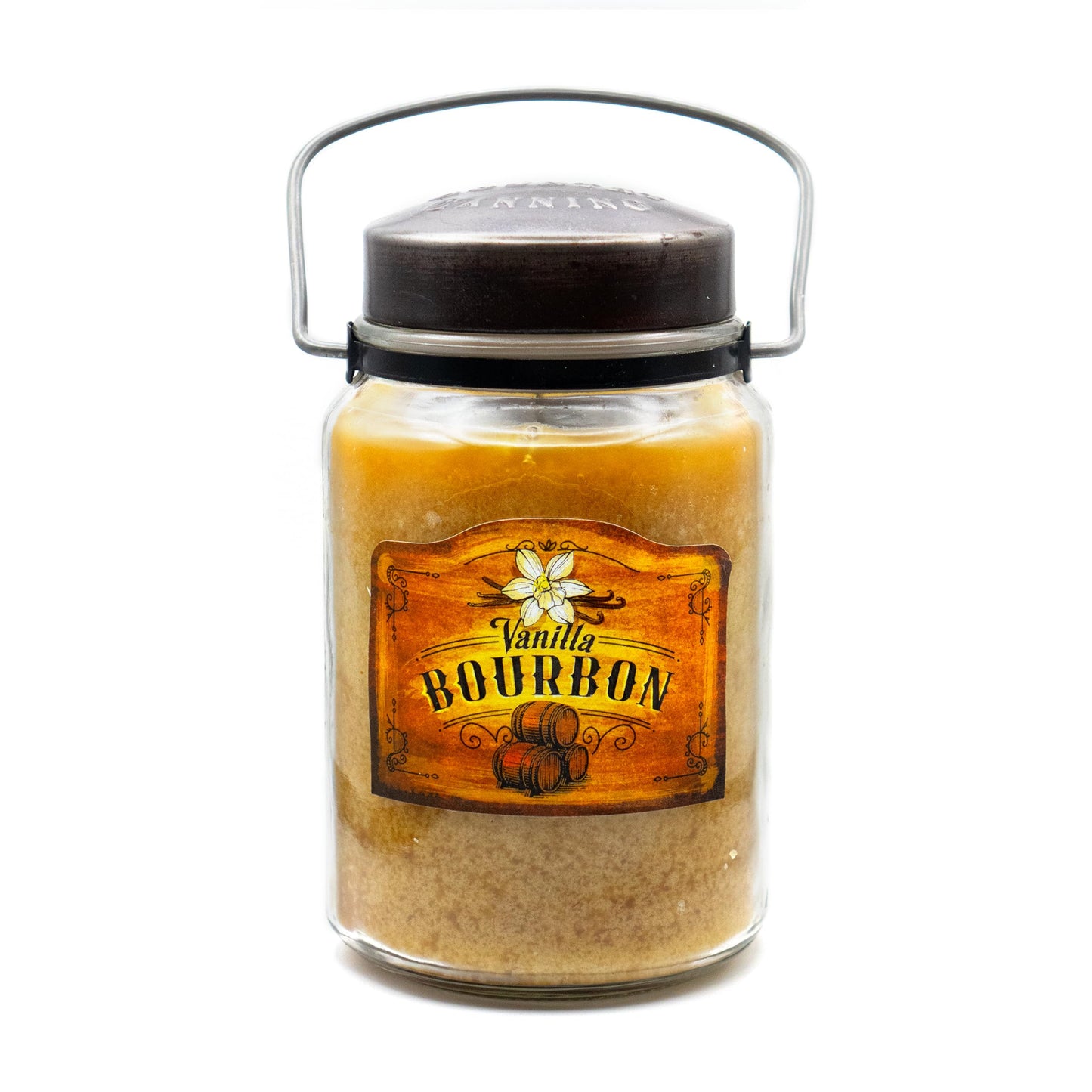 McCall’s Candles | Vanilla Bourbon | 26 oz Scented Candle | USA-Poured | Vintage Rustic Jar with Carrying Handle | Warm Spiced Bourbon Fragrance