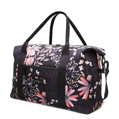 Jadyn Lola Travel Bag, Weekender/Overnight Duffel, Gym Tote Bag for Women, Men (Black Floral)