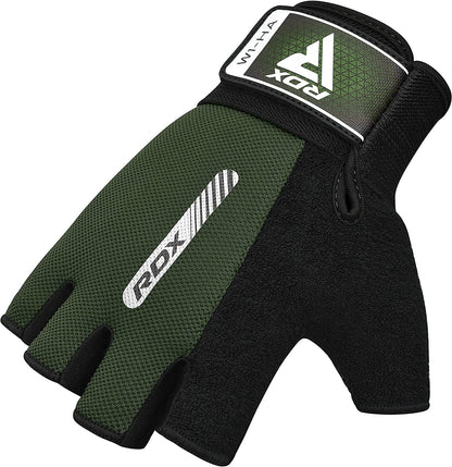 RDX Weight Lifting Gloves Gym Fitness Workout, Anti Slip Padded Full Palm Protection, Ultra Ventilated, Bodybuilding Strength Training HIIT WOD Exercise, Half Finger Men Women Cycling Rowing Climbing