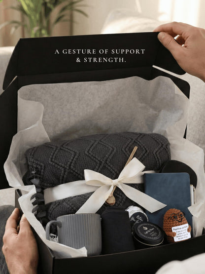 Get Well Soon Gift Baskets for Men&Women- Self Care Package/Brithday - After Surgery, Sympathy Gifts for Loss of Loved One, Thinking of You/ Grief /Bereavement /Miscarriage Gifts (Grey & Navy Blue)