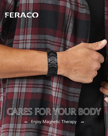 Feraco Magnetic Therapy Bracelets for Men,Titanium Steel Bracelets with 3800 Gauss Magnets