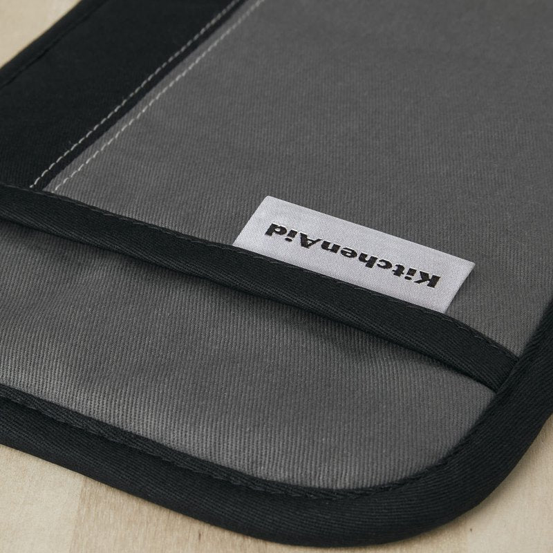 KITCHENAID Beacon Two-Tone Pot Holder 2-Pack Set, Contour Silver/Matte Black, 7"x10"