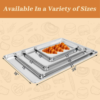 STEELUS 6 Pack Half Size Baking Sheet Pans, Aluminum Commercial Cookie Sheets Non-Stick, 18"x13"