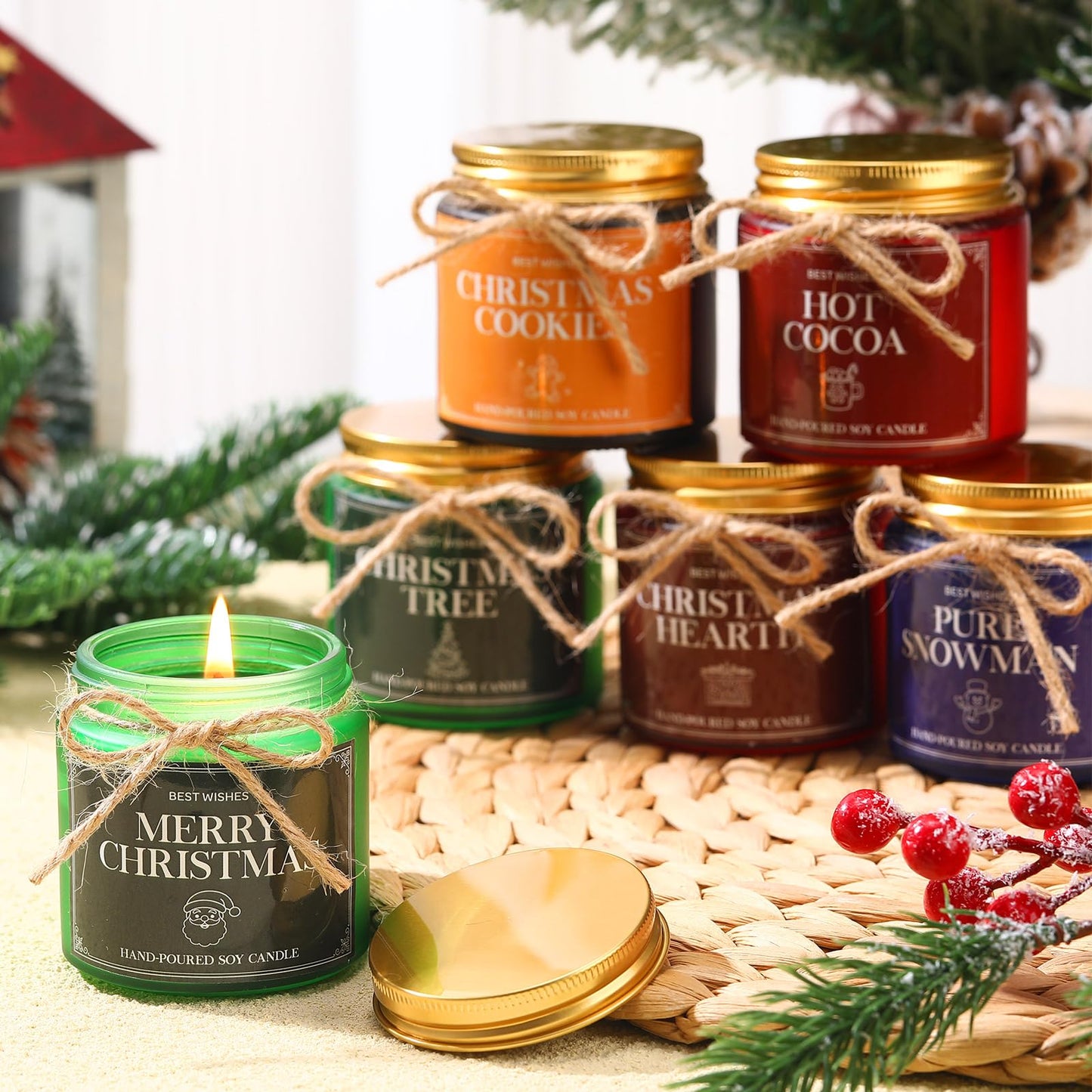 MTLEE 6 Pcs Christmas Candles Gifts Bulk Scented Candle Jars for Coworkers Women Aromatherapy Candles for Home Xmas Birthday Gifts Yoga(Stylish Color)