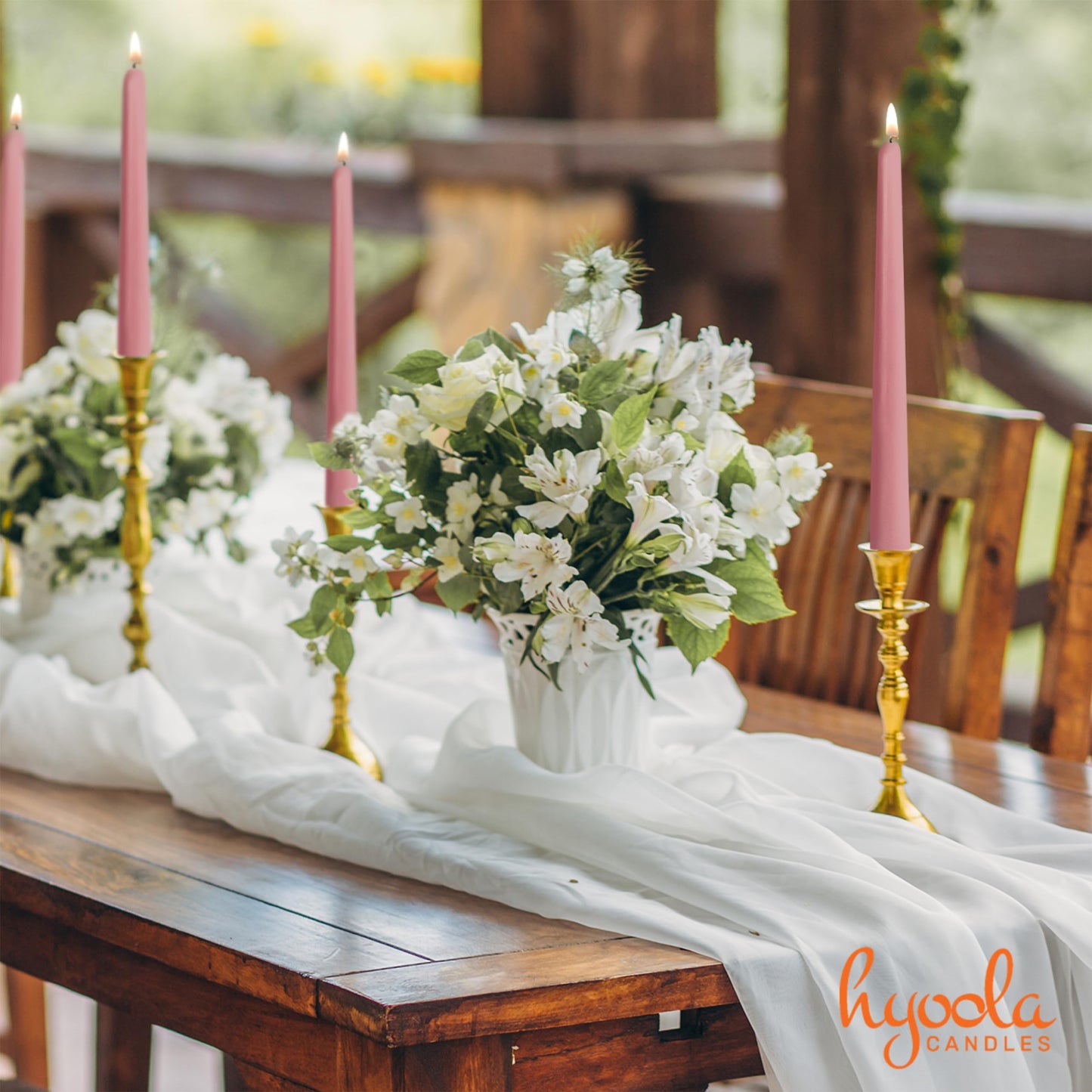 Hyoola Tall Taper Candles - 10 Inch Rose Pink Unscented Dripless Taper Candles - 8 Hour Burn Time - 4 Pack