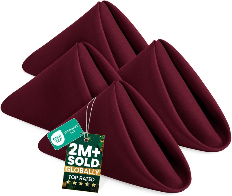 Utopia Home Burgundy Cloth Napkins (12 Pack, 18x18 Inches), Ideal Dinner Napkins for Party, Wedding and Lunch/Dinner