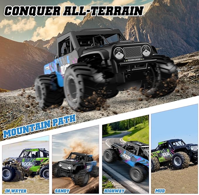 Q191 1:16 Amphibious Remote Control Car - Waterproof All Terrain RC Monster Truck for Kids 50+ Min Play with 2 Batteries 2.4Ghz 4WD Off-Road Toy for Boys Girls 6-12+ (Gift Idea)-Green