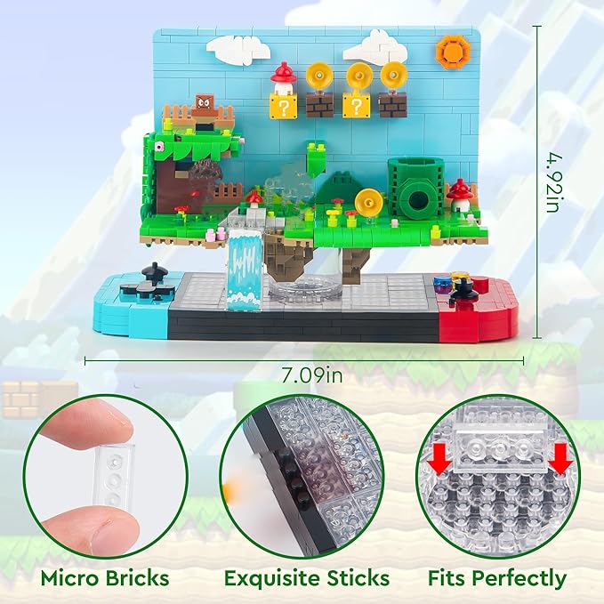 Super Game Building SetsCool Building Blocks Kits for Adults 3D Anime Scene Model Creative Idea Gift for Teens Adults 14+ (1256 Pieces)
