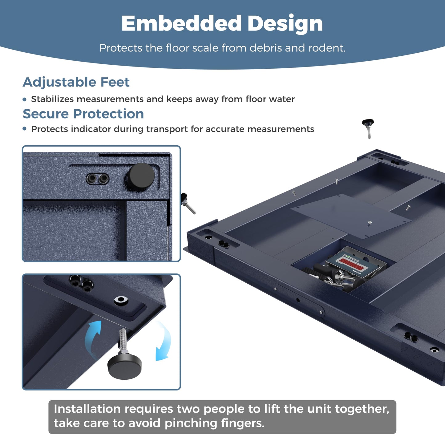 SOCOME 48"x48" Industrial Floor Scale, Accurate Pallet Scale with Digital Indicator, Heavy Duty Weighing Scale for Warehouse Weight Weighing, 10000 lb x 1 lb, Navy