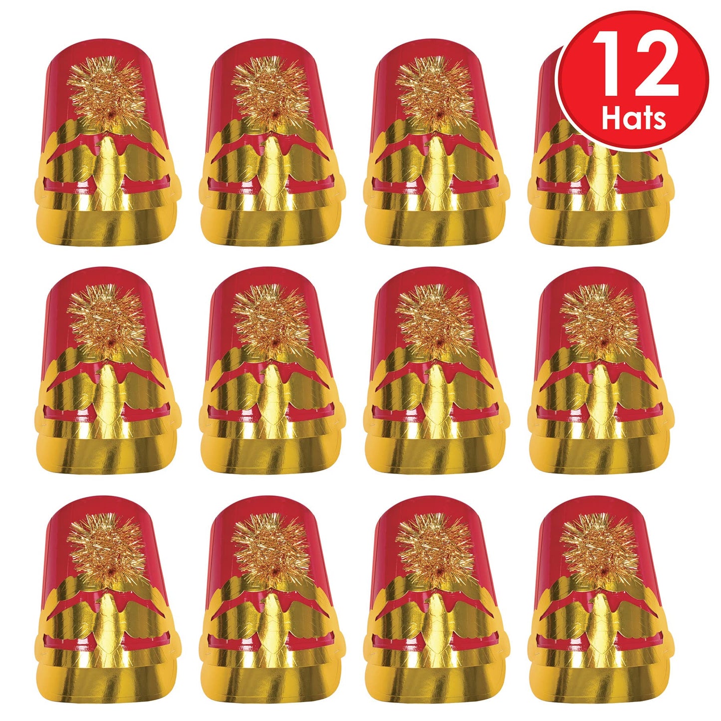 Beistle 66135-R 12-Piece Plastic Drum Major Hats, Red