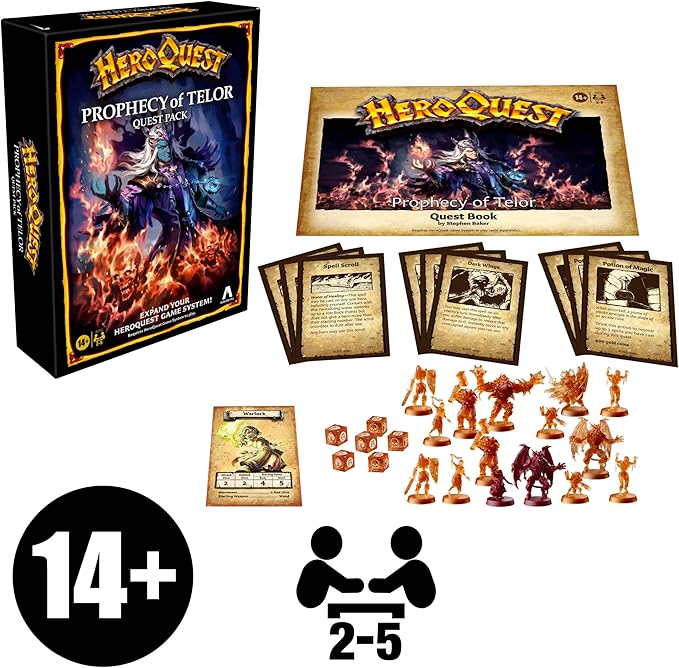 Avalon Hill HeroQuest Prophecy of Telor Quest Pack Requires HeroQuest Game System to Play Dungeon Crawler Games Ages 14+ 2-5 Players Strategy Games