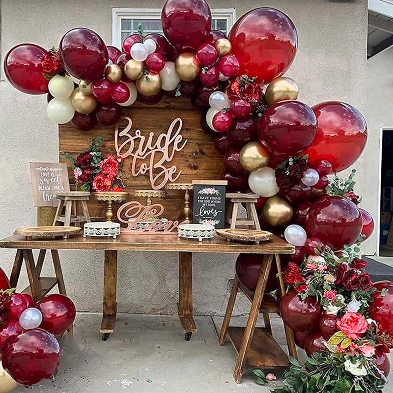 PartyWoo Burgundy Balloons 101pcs 12 Inch Dark Chestnut Red Maroon Helium Balloons for Graduation Wedding Thanksgiving Birthday Bachelorette Citizenship Strawberry Theme Party Decorations Red-Y62