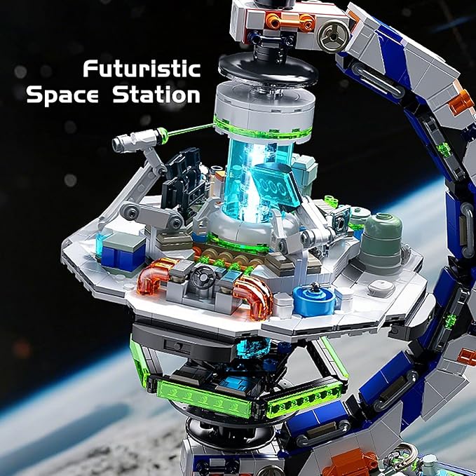 Space Station Globe Building Set for Adults- 1793 Pcs Globe Display Model with Illumination Modes 360° Rotatable LED Educational Stem Toys Birthday Gifts for Boys Teen Home Decor