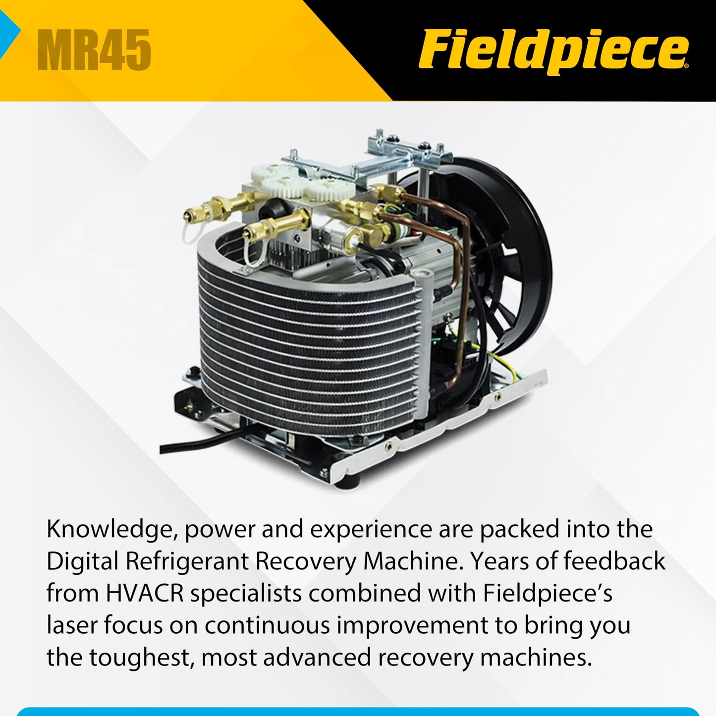 Fieldpiece - MR45 Lightweight Digital Refrigerant Recovery Machine - Wide Operating Voltage with Easy Access Ports - A2L Compatible