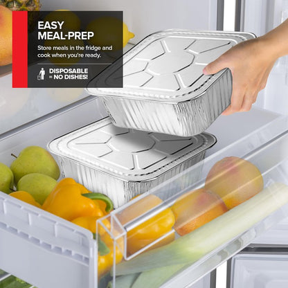 Stock Your Home Disposable Foil Pans with Lids (Set of 40) Heavy Duty Aluminum Pans with Lids (20) 9x13, (10) 8x8, (10) 1-Lb Baking Tins with Covers for Cooking, Heating, Storing, Holiday Dinner Meals