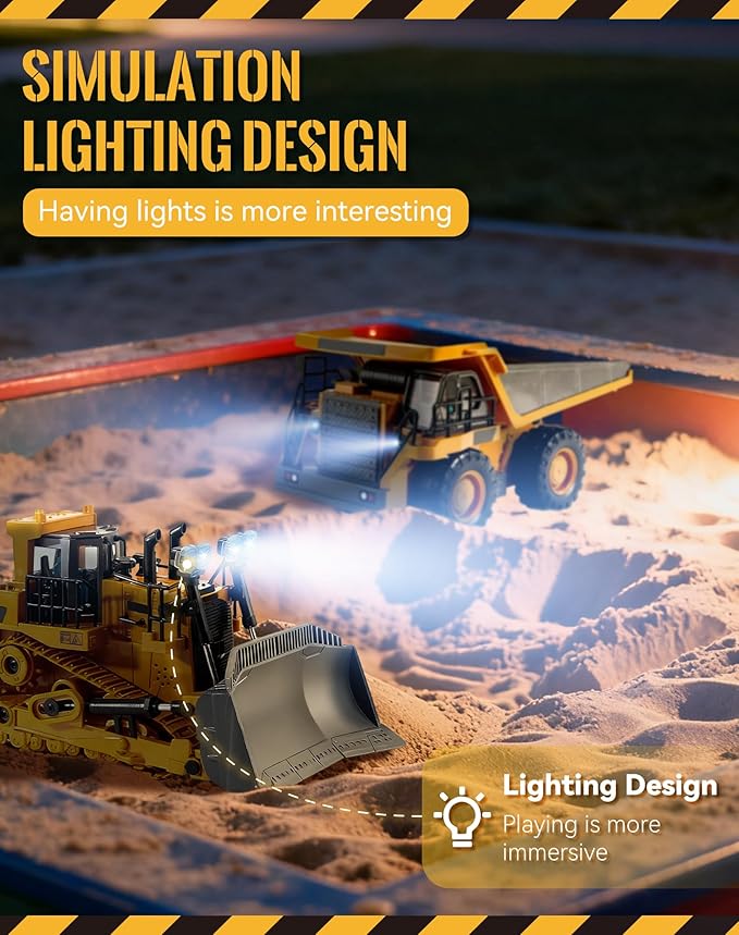 Construction Rc Set of 4 2.4ghz Remote Control Excavator 360° Rotation Lights and Sounds Command The Site Conquer The Dirt Collaborative Experience Alloy Material (4Pcs-ABCD)