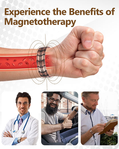 Feraco Copper Bracelet for Men, 3X Strength Magnetic Therapy Cooper Bracelet with Powerful 3800 Gauss Magnets,Copper Jewelry with Tyre-Carved Pattern