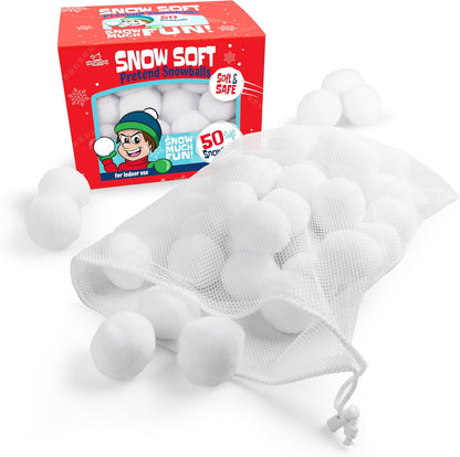 Narwhal Novelties 50 Pack Fun Fake Snowballs - 2-Inch Artificial Snowballs for Indoor/Outdoor Play & Winter Activities