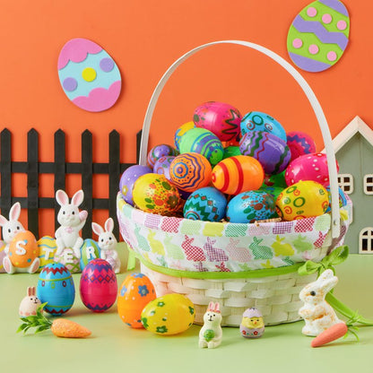 JOYIN 72PCS 2.3" Printed Empty Colorful Plastic Eggs Fillable, Bright Plastic Eggs Bulks for Festival Hunt, Filling Treats, Party Favor, Basket Stuffers, Classroom Prize Supplies