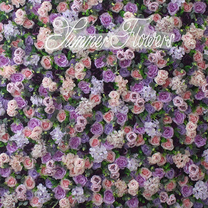 Artificial Flower Wall Backdrop Panels,Purple Rose Handmade Romantic Large Wedding Backdrop 3D Floral Wall Fabric Flower Wall For Party Bridal Wedding Backgroun,One Color,2m*2m/6.56*6.56FT