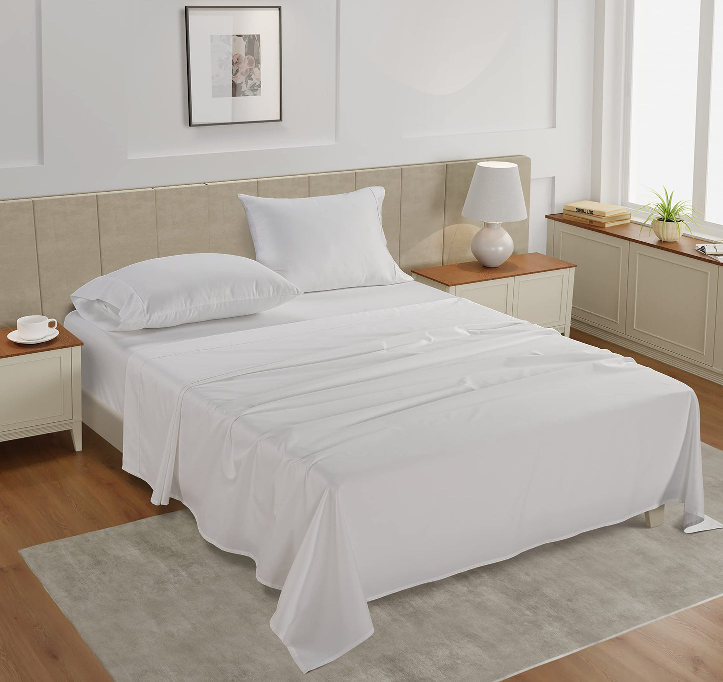 LANE LINEN 450 Thread Count 100% Mercerized Cotton Twin Bed Sheets Set - Machine Wash, Soft & Comfy Hotel Like Thick Rose Bedding Set, Cotton Bedding Sheets & Pillowcases - Polka Dot Black