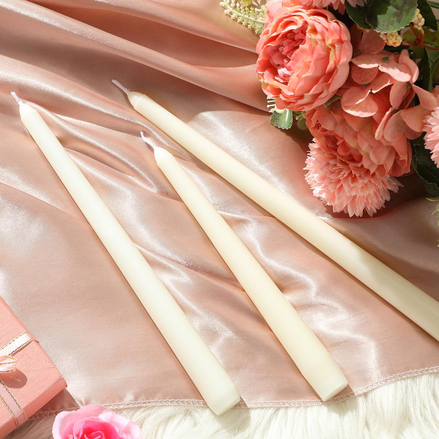 MTLEE Taper Candles 8/10/12 Multi Height Unscented Taper Candles 8 Burn Hours for Dinner Decorative Home Decoration Fall Thanksgiving Wedding Party Candlesticks(Beige,36)
