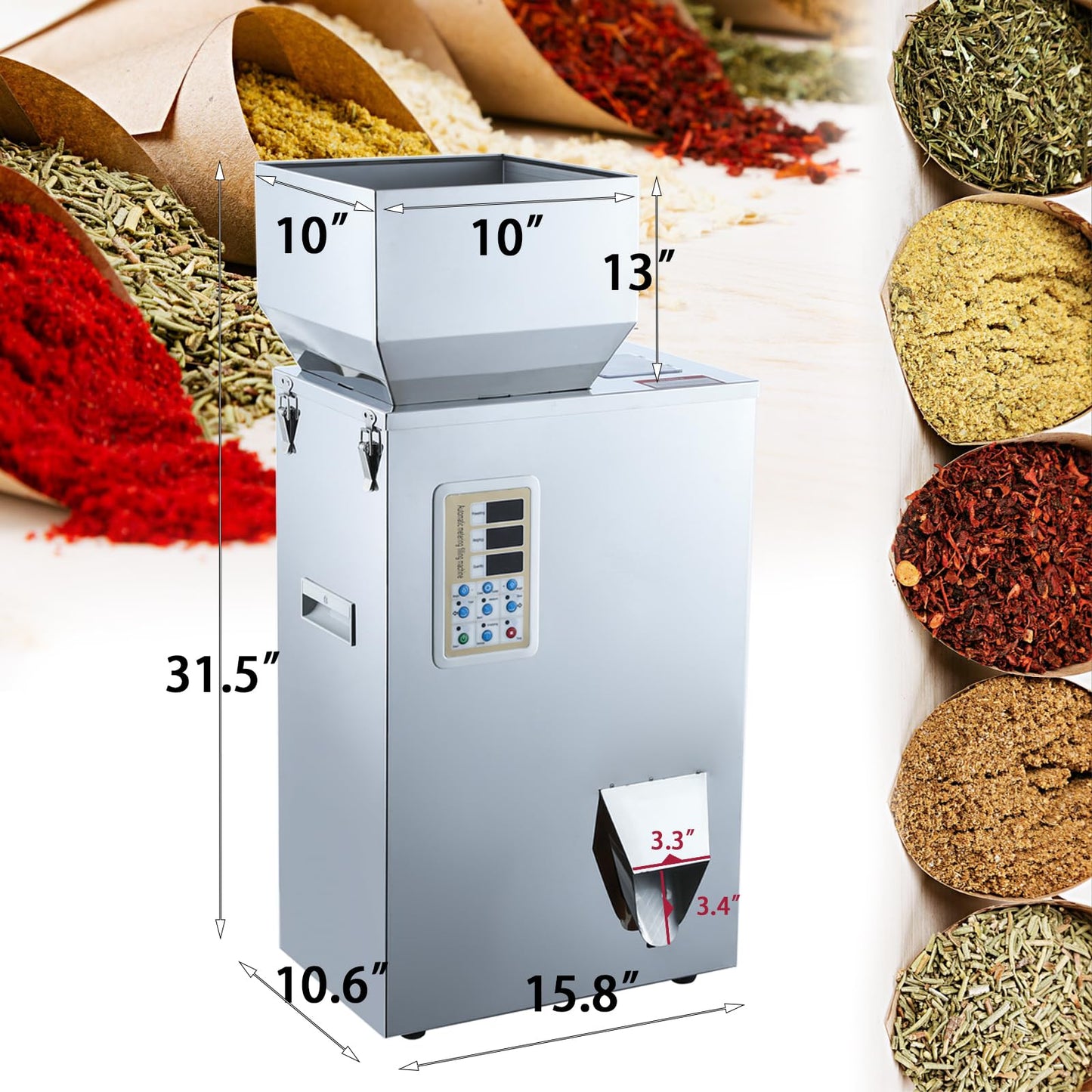 FunSealer Powder Filling Machine, Granule Filler, Automatic Filling and Packing Machine For Flour Spices Seeds 10-500g 110v60hz