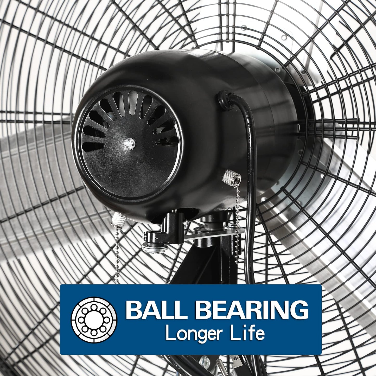 BILT HARD 6450 CFM 24" High Velocity Pedestal Oscillating Fan, 3-Speed Adjustable Height Industrial Floor Fan with Aluminum Blades, Metal Shop Fan for Commercial, and Garage